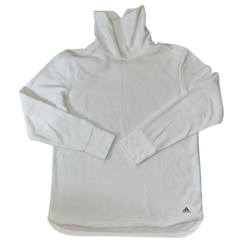 Adidas Golf Mock Top White Fleece Turtleneck Pullover Women's XL